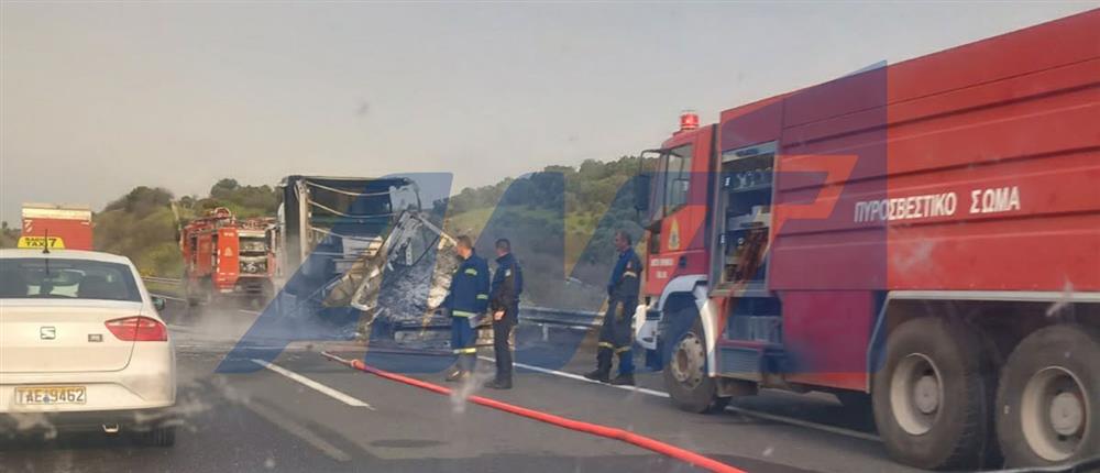 Εγνατια οδος - Φωτια - Φορτηγο