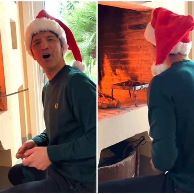 Σάκης Ρουβάς: Ψήνει κάστανα στο τζάκι του σπιτιού και τραγουδάει “Jingle Bells”